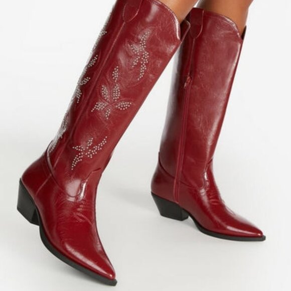 SHOEDAZZLE COWBOY BOOTS FAUX LEATHER OR FAUX SUEDE INNER ZIP TRUE TO SIZE - Picture 1 of 11